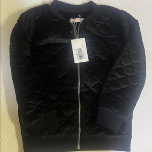 Tottini Black Quilted Kids Bomber Jacket Size 6 BNWT